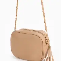 Сумка женская, через плечо, на молнии, 21&times;7&times;14 см, бежевая