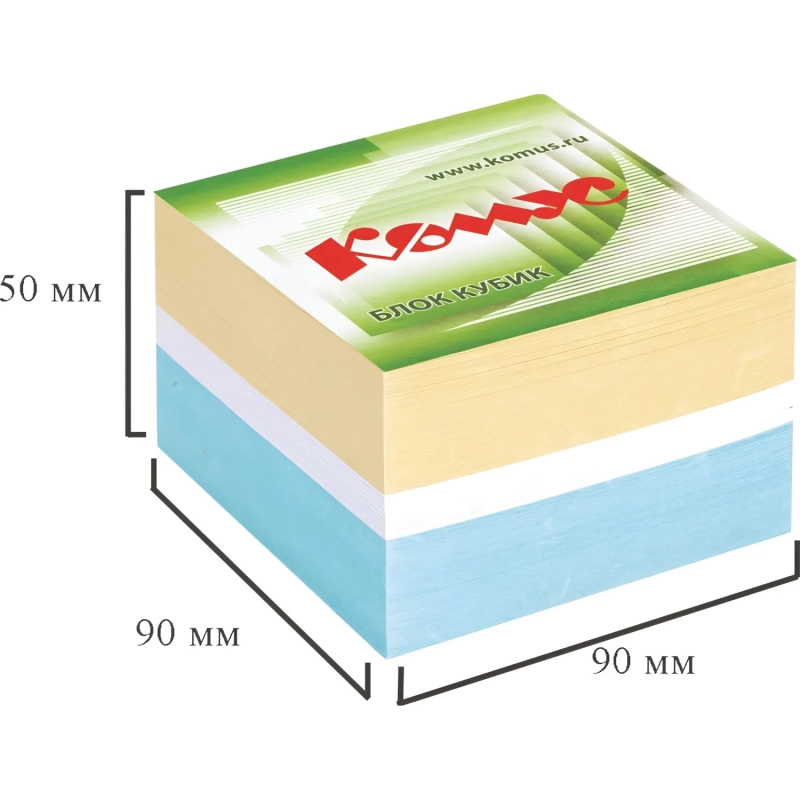 Блок для записей КОМУС на склейке 9х9х5 цветной блок 80-100г