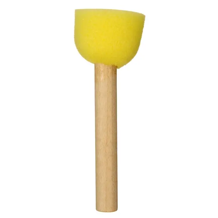 Кисть - спонж для рисования, круглая, деревянная ручка, в пакете