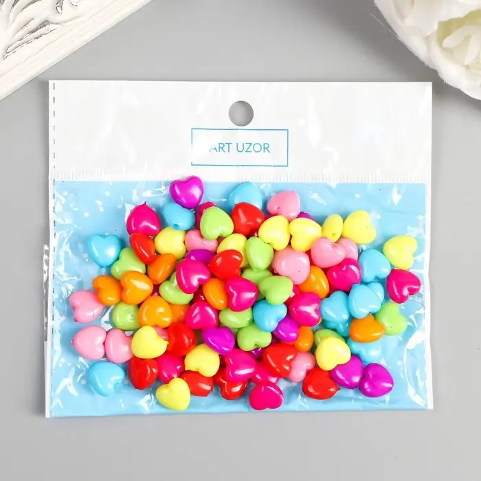 Набор бусин для рукоделия и плетения &laquo;Арт Узор. Сердечко пузатое&raquo;, цветные, 100 шт. 1&times;1.1 см