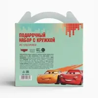 Набор посуды керамической детской, 3 предмета: кружка 200 мл, тарелка 19 см, салатник 250 мл, Тачки