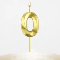 Свеча цифра для торта «0», золото, 2,3 х 8 см