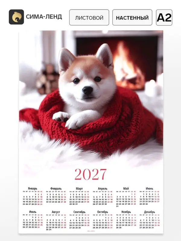 Календарь 2027, настенный, А2 &laquo;Песик&raquo;