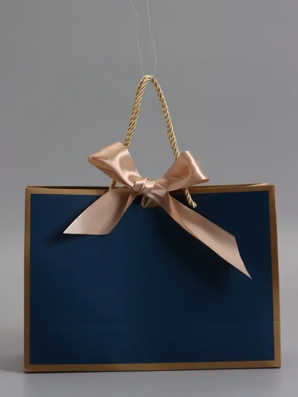 Пакет подарочный, черный , с бантом, 28 х 20 х 10 см