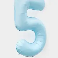 Воздушный шар фольгированный 40" &laquo;Цифра 5&raquo;, небесно-голубой