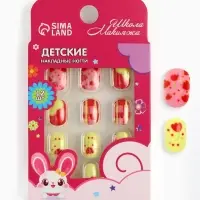 Детские накладные ногти &laquo;Цветочки&raquo;, 12 шт.