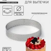 Форма для выпечки тарта Доляна &laquo;Круг&raquo;, d=10 см, перфорированная, серебристая