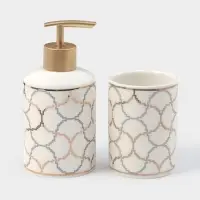 Набор аксессуаров для ванной комнаты Доляна &laquo;Сицилия&raquo;, 3 предмета, дозатор 350 мл, мыльница, стакан