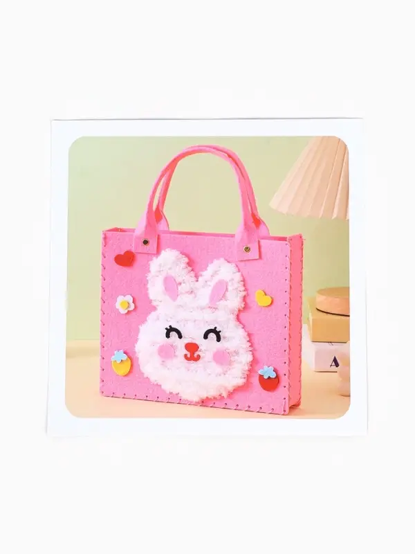 Набор для создания сумки из фетра "Зайка", цвет розовый