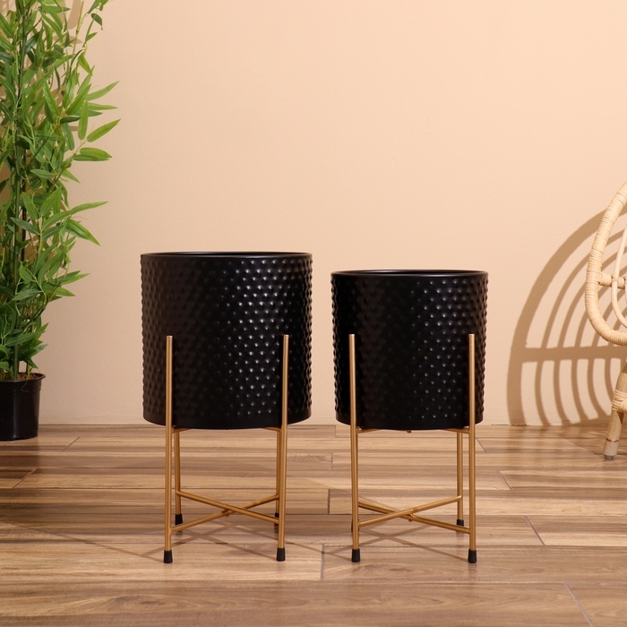 Кашпо на подставке  Кашпо на подставке "Космик" металл (набор 2 шт), диаметр 30 и 25 см