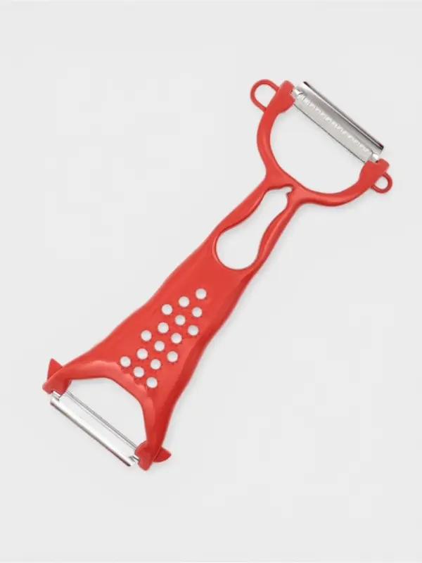 Овощечистка двухсторонняя Libra Plast &laquo;Скраб&raquo;, 18 см, красная