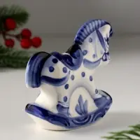 Сувенир Коняшка-качалка, 8х9,5 см, гжель