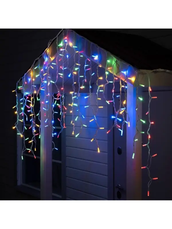 Гирлянда &laquo;Бахрома&raquo; 3&times;0.9 м, IP65, УМС, белая нить каучук, 144 LED, свечение мульти, 220 В