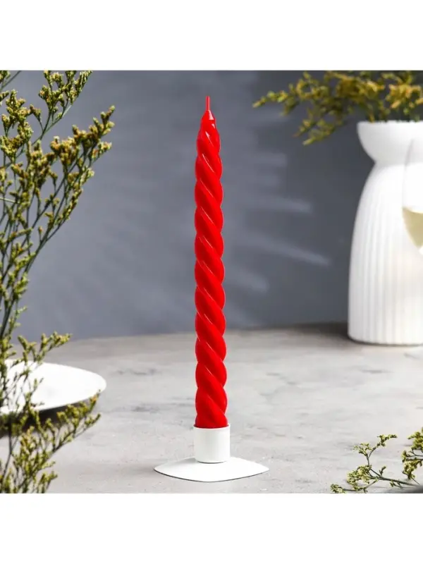 Свеча витая, 2.3&times;24.5 см, 5 ч, 50 г, красная