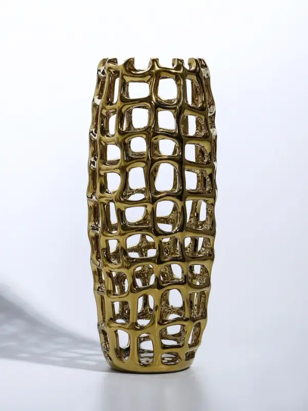 Ваза керамика настольная Ваза керамика настольная "Дайзи" крупная сетка, h=30 d=10 см, золото