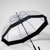 Зонт - трость полуавтоматический &laquo;Кант&raquo;, 8 спиц, R=43/60 см, d=86 см, чёрный, прозрачный