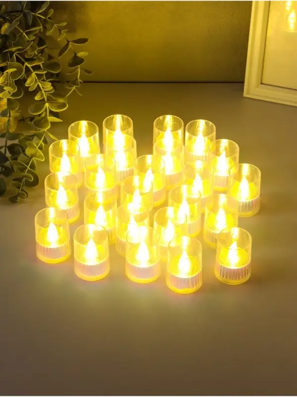 Светодиодная свеча LED - ночник RISALUX &laquo;Полосы&raquo;, 3&times;LR1130, прозрачный, перламутр, 3.7&times;3.7&times;4.5 см