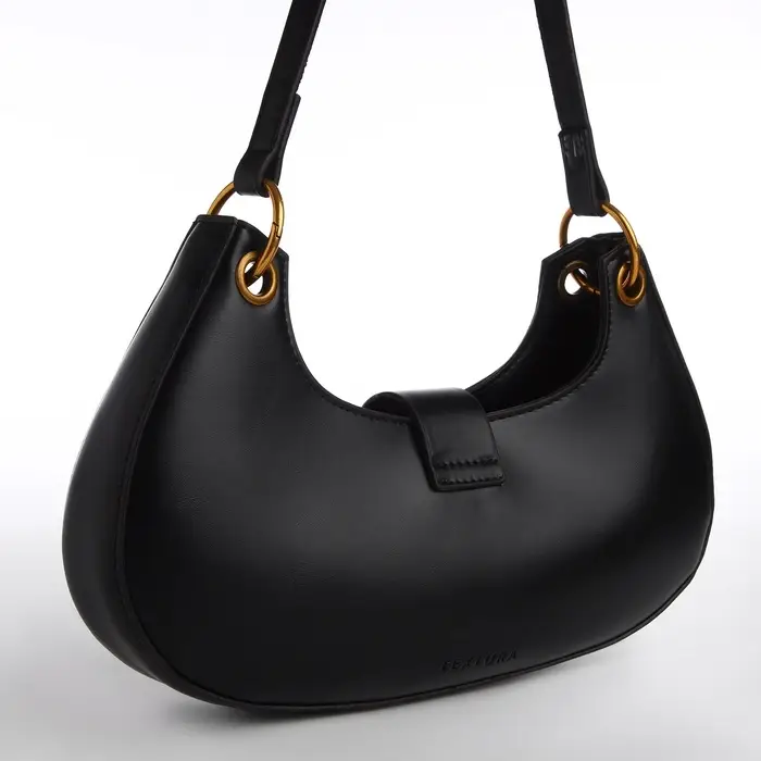 Сумка женская багет TEXTURA на молнии, 30&times;5&times;17 см, чёрная