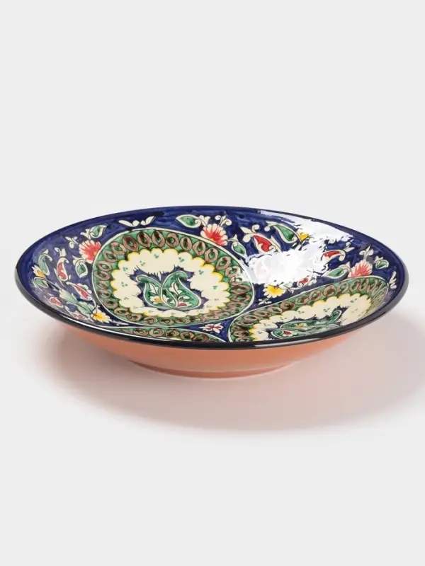 Ляган узбекский Риштанская Керамика &laquo;Узоры&raquo;, d=33 см, глубокий, синий