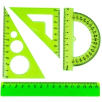 Набор малый: линейка 15см, угольники 10см и 7см, трансп-р 10см,цвет васс.