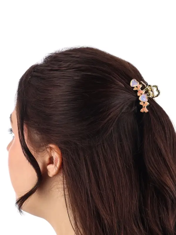 Крабик для волос &laquo;Хлоя галант&raquo;, сердца банты, 4.5 см, золотистый