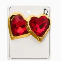 Серьги &laquo;Императрица&raquo; сердце, красные в золоте
