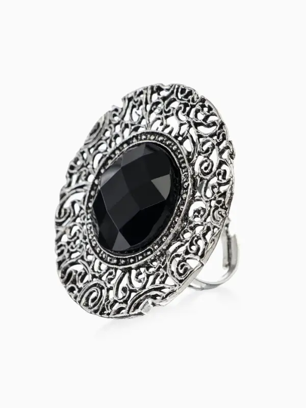 Кольцо &laquo;Этника. Ажурный круг&raquo;, чёрное в чернёном серебре, безразмерное