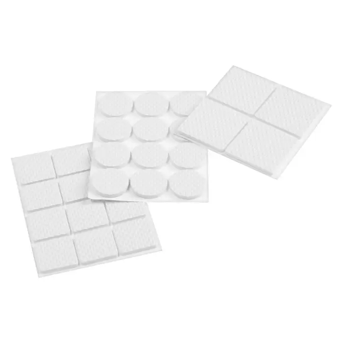 Набор накладок мебельных, полимерных, 28 шт., 2.5×2.5; d=2.5; 3.8×3.8, белый