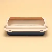 Туалет средний с бортом и сеткой 36&times;26&times;9, см, лоток синий, сетка и борт бежевый