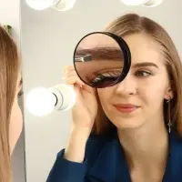 Зеркало макияжное, увеличение &times;10, на присосках, d=9 см, чёрное