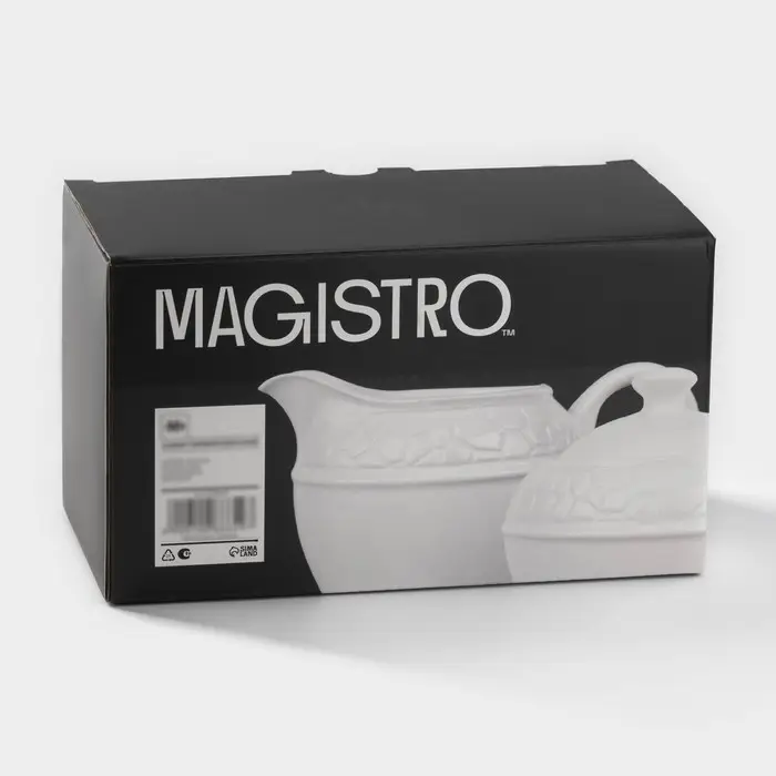 Набор сервировочный Magistro Rodos, 2 предмета: молочник 300 мл, сахарница 300 мл, фарфор, белый