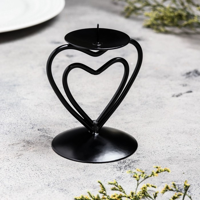 Подсвечник Подсвечник "Гламур" металл на 1 свечу, 9х10,2 см, чёрный