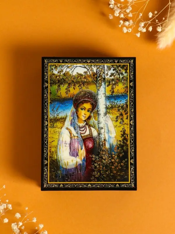 Шкатулка «Русская красавица», 10×14 см, лаковая миниатюра