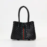 Сумка плетёная пластиковая, 23&times;11&times;30 см, чёрная