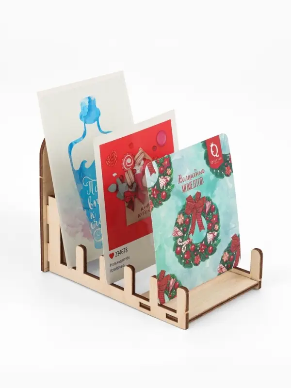 Подставка под открытки 5 ячеек, 9&times;13.5&times;11 см, низкая, толщина 3 мм, цвет бежевый