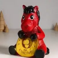 Копилка "Конь с подковой" 24 см, красный
