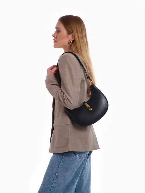 Сумка женская багет TEXTURA на молнии, 24&times;6&times;14 см, чёрная