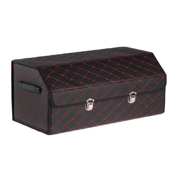 Органайзер кофр в багажник автомобиля, саквож 68×32×30 см, экокожа, с красной строчкой Органайзер кофр в багажник автомобиля, саквож 68×32×30 см, экокожа, с красной строчкой