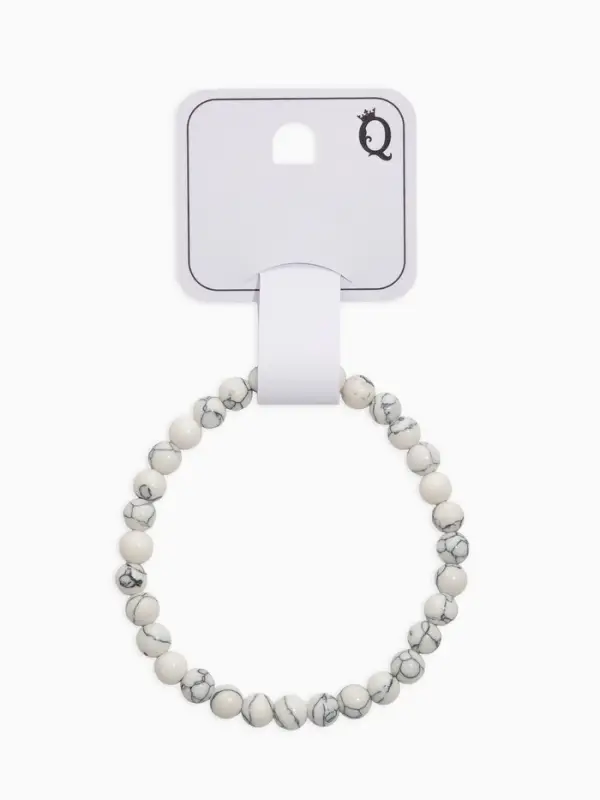 Браслет из бусин &laquo;Кахолонг&raquo;, d=5.5 см, шар №6, белый