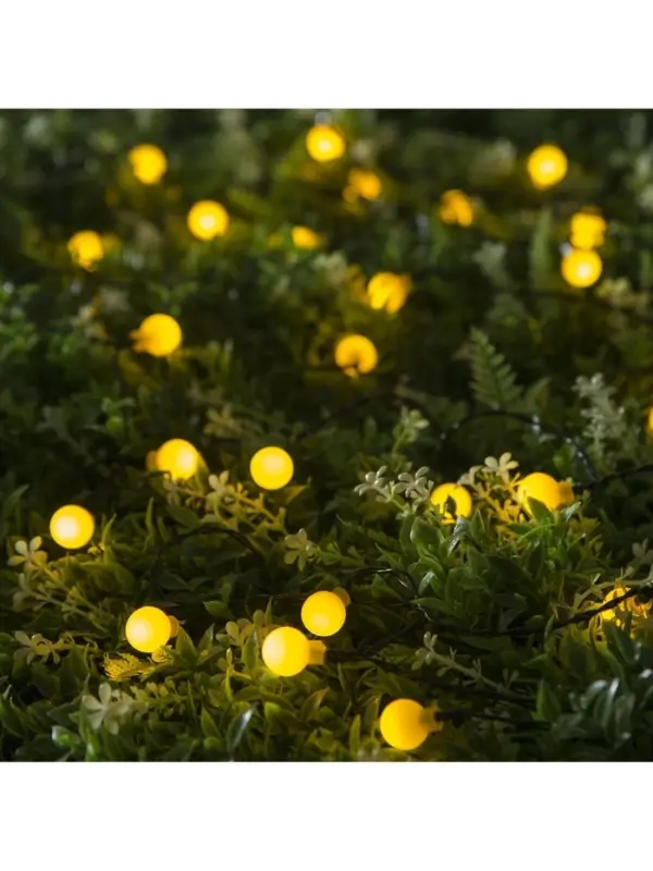 Гирлянда &laquo;Нить&raquo;, 4.5 м, уличная, с насадками &laquo;Шарик&raquo;, IP44, 30 LED, 2 режима, солнечная батарея, тёмная нить, свечение жёлтое