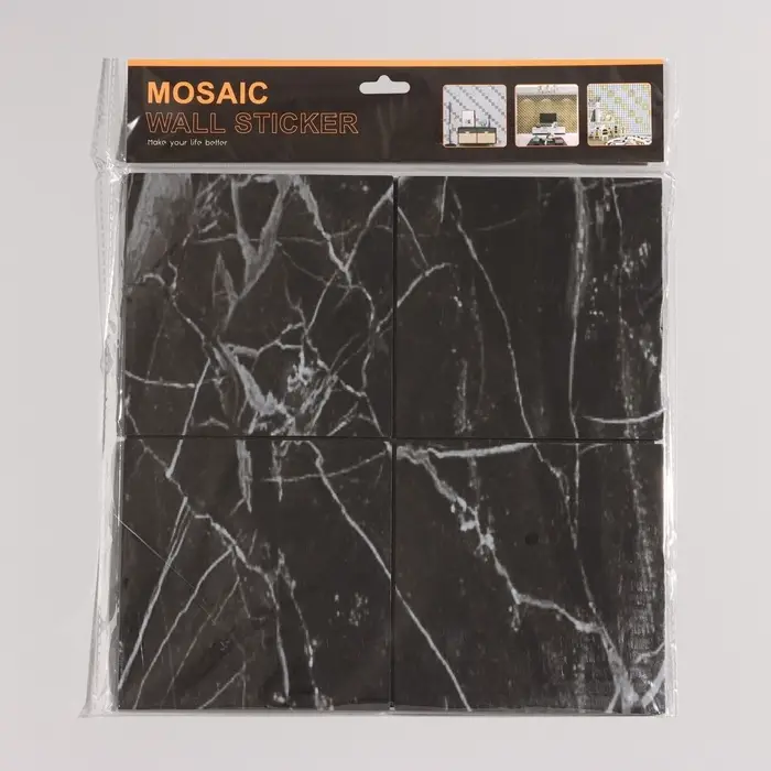 Панель ПВХ самоклеящаяся TAKE IT EASY &laquo;Мрамор&raquo;, мягкая, 300&times;300 мм, цвет чёрный