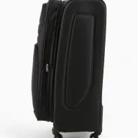 Чемодан на колёсах Royalbag большой 104 л (L), на молнии, с увеличением, кодовый замок, 4 колеса, чёрный