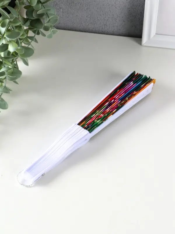 Веер пластик, текстиль  Веер пластик, текстиль "Пластилиновые цветы" МИКС 23 см