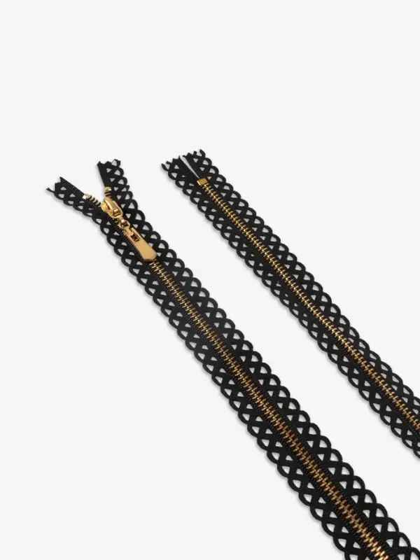 Молния металлическая, №3, неразъёмная, замок автомат, 60 см, декоративная, чёрная
