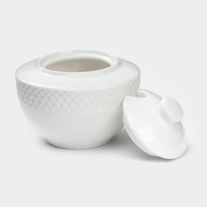 Сахарница с крышкой Wilmax &laquo;Юлия Высоцкая&raquo;, 340 мл, фарфор, белая