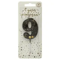 Свеча в торт "Черные брызги", цифра "9"