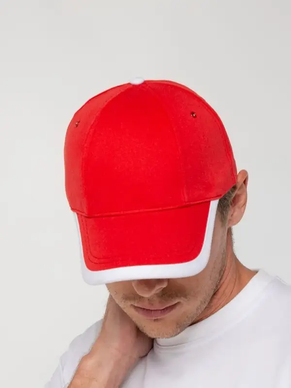 Бейсболка Honor, красная с белым кантом Бейсболка Honor, красная с белым кантом