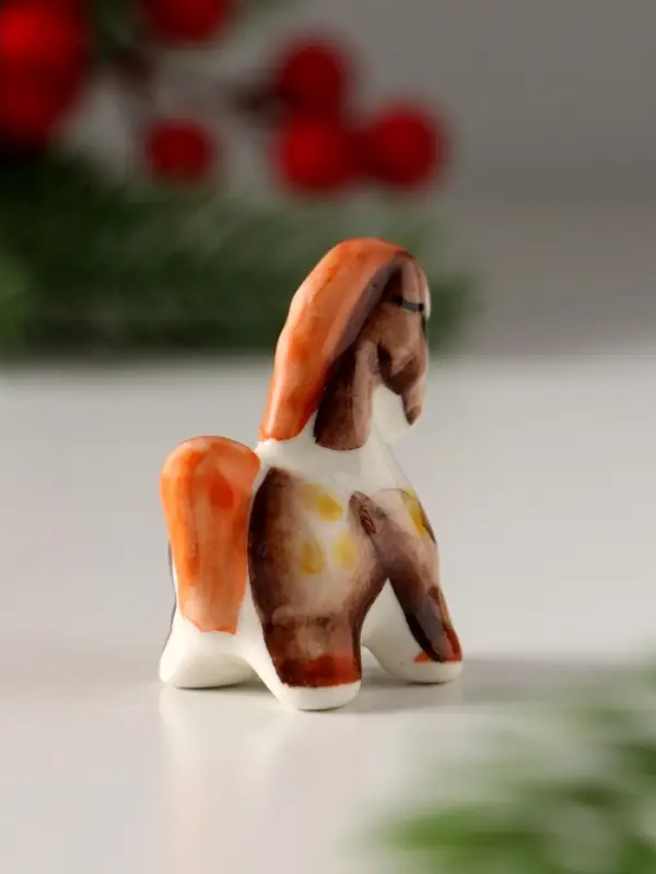 Сувенир Лошадка малая, 4,5х4 см, гжель, цвет Сувенир Лошадка малая, 4,5х4 см, гжель, цвет