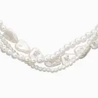Чокер &laquo;Сияние жемчуга", сердце мятое, L=37см+8см удлинение, цвет белый в серебре
