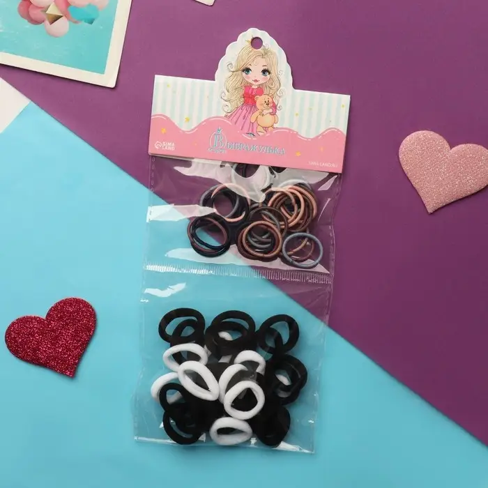 Резинки для волос «Феечка», набор 60 шт.±2, полоски классика, 2 см Резинки для волос «Феечка», набор 60 шт.±2, полоски классика, 2 см